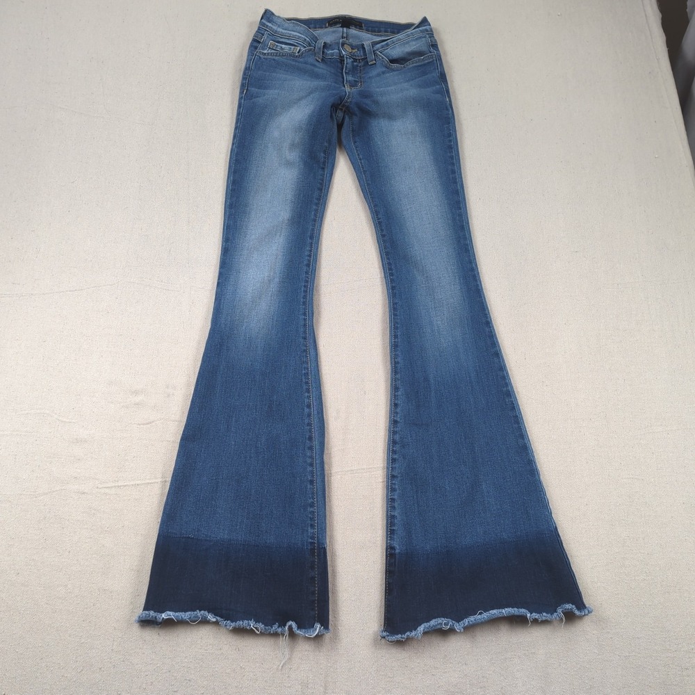 Flying Monkey Jeans Womens 24 Blue Platinum Flare Raw Hem Hippie Boho